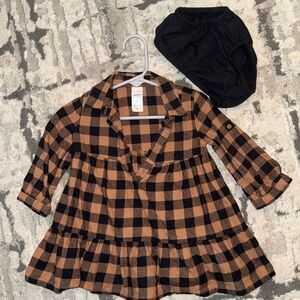 Plaid Dress with Matching Black Hat
